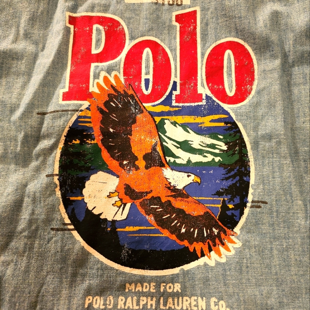 SOLD! POLO RALPH LAUREN Mens Classic-Fit Chambray Graphic Longsleeve Shirt Sz M